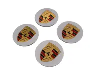 Wheel Caps 'Crested' plastic concave for Porsche (Set of 4) - 95504460010, 00004460502, 00004460702