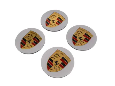 Wheel Caps 'Crested' plastic concave for Porsche (Set of 4) - 95504460010, 00004460502, 00004460702