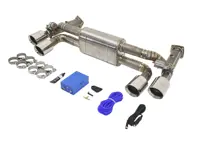 Auspufftopf / Sport-Rennauspuffanlage mit Umschaltfunktion in Titan DesignTek. Porsche 991.2