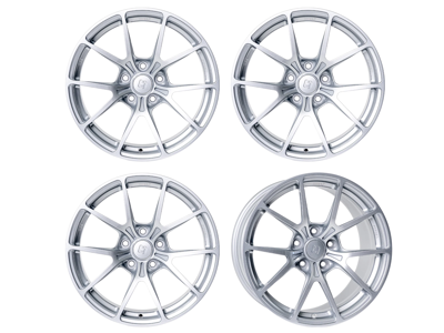 Juego de llantas de aleación Titan 7 Forged T-P5 de 5 radios divididos, 18", Heritage Silver. Porsche 987 / 981 / 718 - TP501890048513071HS, TP501810035513071HS
