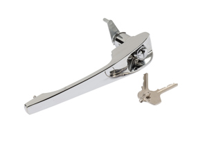 Door handle with lock cylinder and key, Chrome. Porsche 911/912 1968-69 - 90153106121, 90153106221 - 1687101270, 1687101280