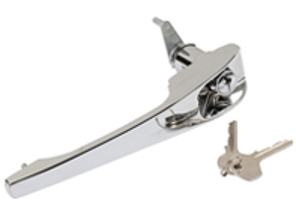 Maniglia per porta con serratura a cilindro e chiave, cromata. Porsche 911/912 68-69 - 90153106121, 90153106221 - 1687101270, 1687101280