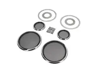 Grilles et anneaux de finition pour haut-parleurs en aluminium massif, woofer de 165 mm. Porsche 911 SC / 964 - 91155545301, 91155545101 - 165mmSpeakerSet_Polished