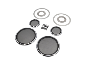 Grilles et anneaux de finition pour haut-parleurs en aluminium massif, woofer de 165 mm. Porsche 911 SC / 964 - 91155545301, 91155545101 - 165mmSpeakerSet_Polished