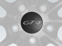 Copriruota con logo 'GT4' in nero (satinato-lucido) per Porsche Cayman GT4 - 00004460718