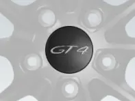 Wheel caps with 'GT4' logo in Black (satin-gloss) for Porsche Cayman GT4 - 00004460718