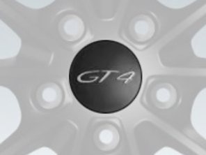 Wheel caps with 'GT4' logo in Black (satin-gloss) for Porsche Cayman GT4 - 00004460718