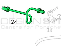 Front Caliper to Flexi Hose Brake Line, LEFT. Porsche 911 65-68 - 90135560301, 90135560300, 9013556030Y