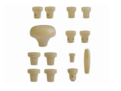 Knoppenset dashboard, BEIGE. Porsche 356A 1955-1959 - PCG35655200500, 64455281100500, 64455285300500, 64455283100500, 64455282101500