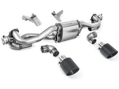 Milltek Sports Exhaust Rear Silencer Delete With Jet Carbon Trims. Porsche 718 Cayman GT4 / Boxster GTS 4.0L - 982251053E, 982251053K, 982251053F, 982251053H, 982251053D, 982251053G - SSXPO161