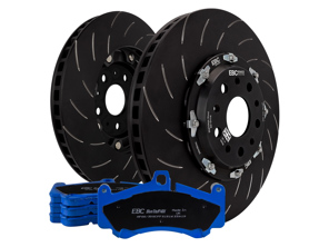 EBC Racing Front two-piece floating brake disc and bluestuff pad kit. Porsche 991 GT3 - P2DK043B, , 99135140581, 99135140681, 99135194784, 99135140682 - DP52206NDX, DP52207NDX, SG2F019