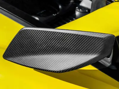 Heckflügel-Endplatten für OEM-Flügel aus trockener Kohlefaser. Porsche 718 Cayman GT4 RS - 9GT827767A0K1, 9GT827768A0K1 - SRDRSDCFEPOEM