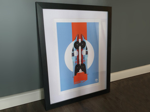Porsche 917 Gulf Racing poster in Black frame