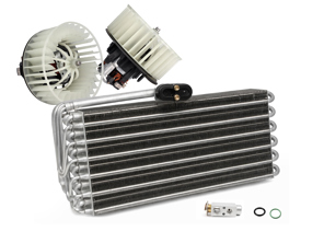 Air conditioning (Air Con) evaporator and blower motor set. Porsche 964 / 993 - 96457390100, 96457201501, 96457201601