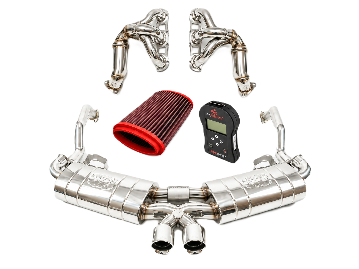 Fabspeed RACE Exhaust Performance Package, Polished Stainless Steel WITH ECU Upgrade. Porsche 987 Boxster / Cayman (2005-2008) - 98711311200, 98711311204, 98711311205, 98711311100, 98711311104, 98711311105 - FB416/16, FS.POR.987.ET, FS.POR.987.MAXP, FS.POR.987.LTRHDR