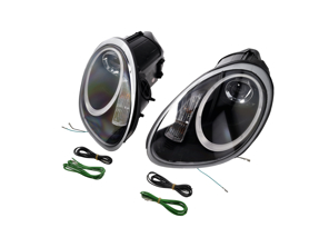 KOPLAMP PROJECTOR HALOGEEN + AURORA LICHT Porsche 987 05-08 ZWART LENS LHD - 99763115713, 99763115813