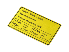 Adesivo Pressione pneumatici. Porsche 911 1973-83 / 911 turbo 1975-77 - 90100650501 - 1601500706