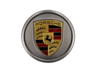 Concaved Wheel Cap - Platinum Satin-Matt With Coloured Crest. Porsche 971.2 Panamera 2021-24 / 9J1-1 Taycan 2020-24