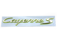 'CAYENNE S' in Chrome and Acid Green Rear Lid Badge for Porsche 958 Cayenne S HYBRID - 95855967551, 95855967550