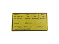 Sticker Bandenspanning. Porsche 911 1972-1973 *US spec. - 91100651201, 91100651202, 91100651220