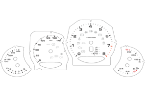 Dial face set, MPH. Porsche 958.2 Cayenne / Cayenne S / Cayenne GTS