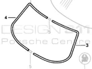 Moulure d'écran avant en métal noir. Porsche 911 - 9115419110170K, 9115419120170K