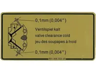 Etiqueta de liquidación de válvulas de entrada y escape. Porsche 911 / 914 / 964 - 90100650300 - 1601500106