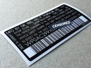 Door Jam VIN Number Decal. Porsche 911 (993) 1993–1998 - 99370111226