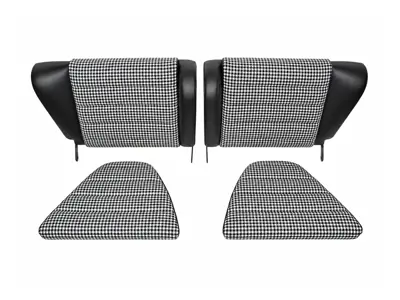 Achterbankset, zwart leer of kunstleer / pied-de-poule. Porsche 911 / 912 F-model 1965–73