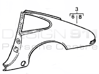 Coupé posteriore a 1/4 di pannello. Porsche 911 1978-83 2.7L Carrera / SC - 91150306110GRV, 91150306210GRV