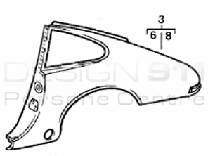 1/4-Panel-Coupé hinten. Porsche 911 1978-83 2.7L Carrera / SC - 91150306110GRV, 91150306210GRV