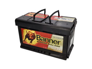 BATTERIJ 80Ah 12v 317mm x 175mm x 190mm (LxBxH) BANNER RUNNING BULL AGM - 58001, 99961108012, 99961108020, 9A7915105A - AMG58001