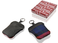 Red tartan key pouch with embossed Porsche Crest - PCG91110010