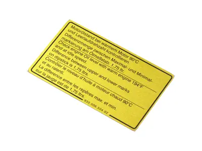 Aufkleber Motorölstand. Porsche 911 SC / 3,2 Carrera / turbo - 93000650402 - 1601500406