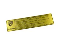 Sticker ignition timing. Porsche 911 Turbo 84-89