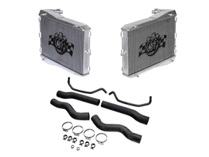 Aluminium radiator for water coolant fluid & hoses SET OF 2. Porsche 996 C2 / C4 Manual - 8MK376714291, 8MK 376 714-291, 99610613151, 99610613150, 8MK376713791, 8MK 376 713-791, 99610613251, 99610613181, 99610613281, 1614200803 - 7044