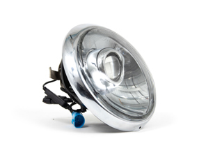 Kit de conversion de phares LED pour Porsche 911/964 (conduite à gauche), avec réflecteur chromé, lentilles transparentes et cerclages noirs. - 91163102400, 91163111300, 90163110100
