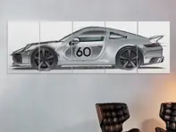 Wandkunst in limitierter Auflage mit physischem 1/4-Panel auf der Rückseite (weißer Hintergrund) – 992 Sport Classic. Heritage Collection - WAP0501190R002, WAP0501190R004, WAP0501190R006