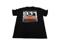 Camiseta Design 911 - Negra/Gris con logotipo en el pecho izquierdo y gráfico grande en la parte trasera