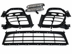 Front bumper inserts and lights. Porsche 997 Turbo - 9975055630101C, 9975055640101C, 9975055410201C, 99763109088