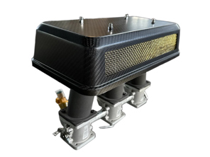 Carbonfaser-Luftfilterabdeckungen mit Netz, Paar. Porsche 911 Vergaser/Weber/ITB