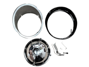 Headlamp set, loose kit, with black rim, without glass. Porsche  911 69-83 LHD (Left hand Drive) cars - 91163111300