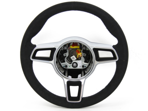 Steering wheel Black Alcantara / Platinum Grey. Porsche Cayman GT4 - 9P1419091AHRAG, 9P1419091FSRAG