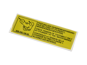 Sticker Camshaft Belt. Porsche 928 1978-86 - 92800610900 - PAKZR