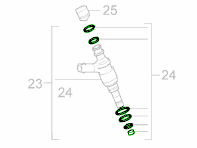 Fuel injector gasket set. Porsche 958 Cayenne / 970 Panamera HYBRID - 95811090100, 933.140, 95811090101, 95811090102