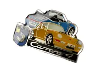 Pin Badge 'Porsche 911 Carrera 4' Amarillo y Azul