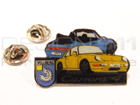 Pin Badge 'Porsche 911 Carrera 4' Yellow and Blue
