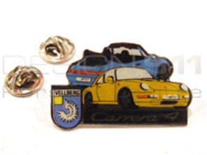 Pin Badge 'Porsche 911 Carrera 4' Yellow and Blue