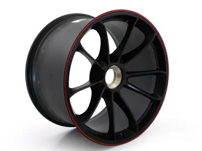 Cerchio posteriore in lega da 20 pollici Nero con bordo Rosso per Porsche 991 GT3 - 99136416882TR0, 99136416883, 99136416882TR0