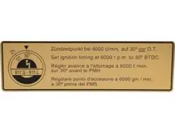 Sticker Ignition Timing Porsche 911L / 911S - 90100651000 - 1601501706